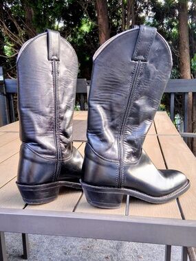 Justin Boots Black Leather Western Heeled Boots
